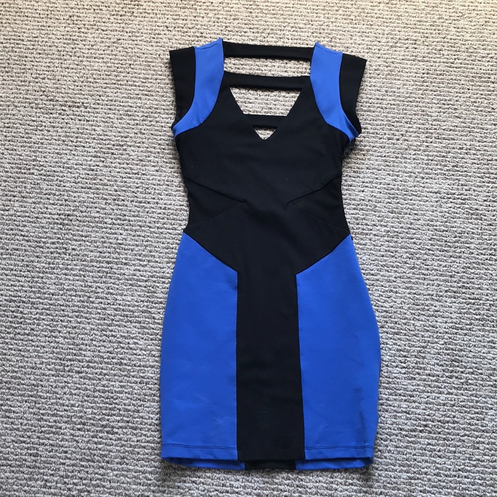Bebe Sexy cocktail dress / royal blue & black